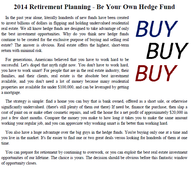 12-4-13 Personal Productivity, Retirement Planning - Your Own Hedge Fund