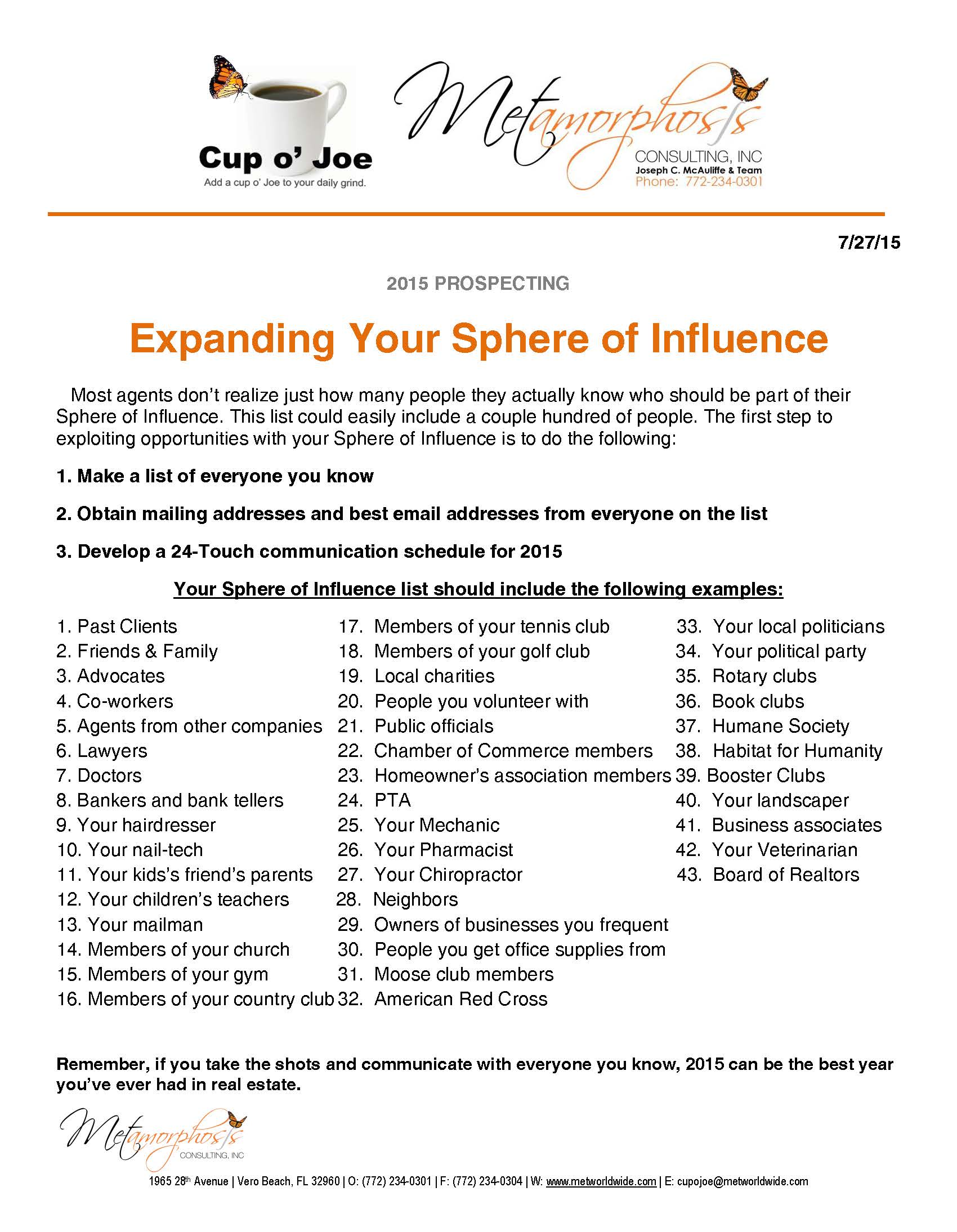 7-27-15_2015 Prospecting- Expanding Your Sphere of Influence