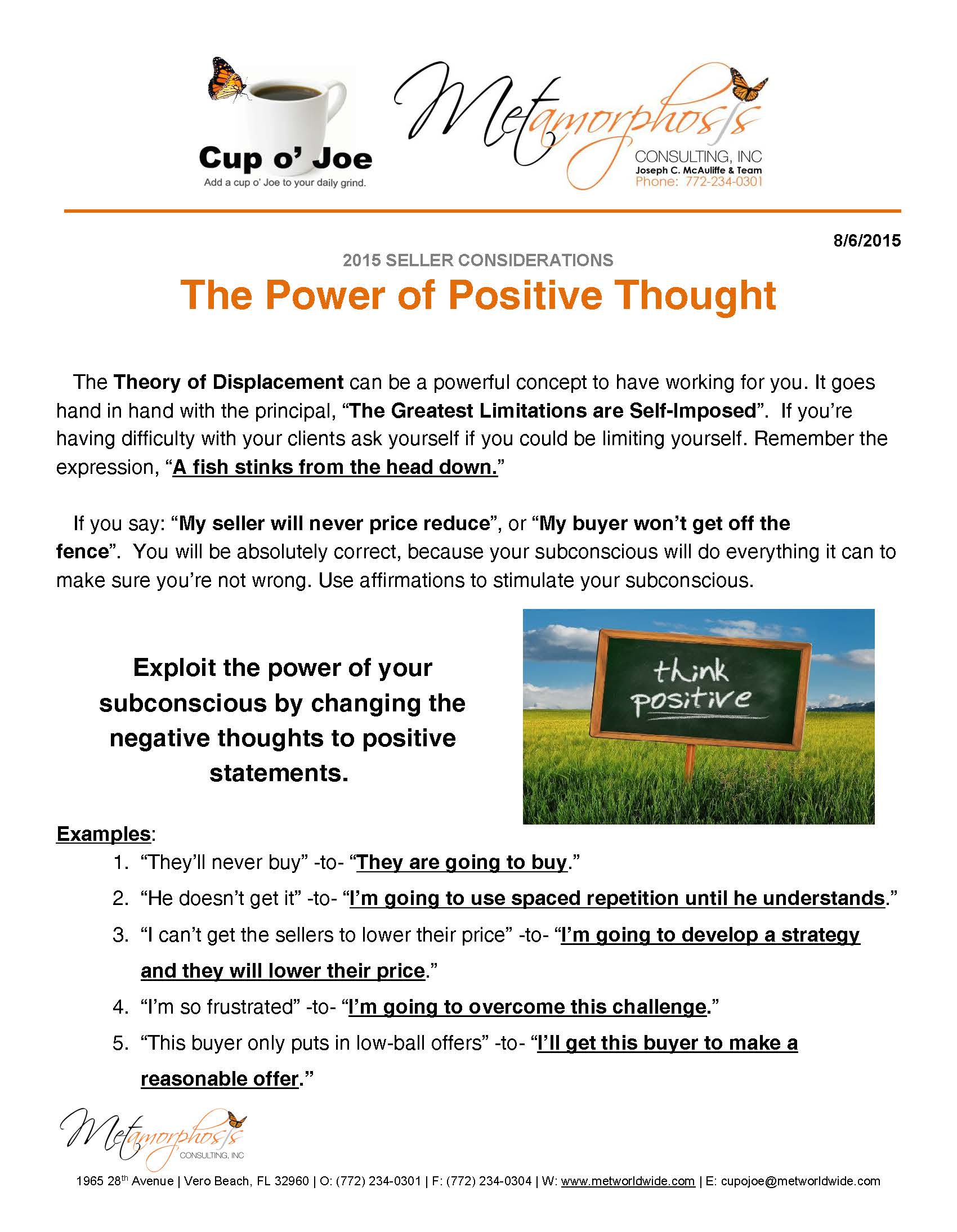 8-6-15_2015 Seller Considerations-The Power of Positive Thought