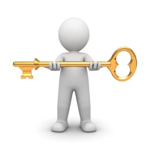 3D Character and Golden Key